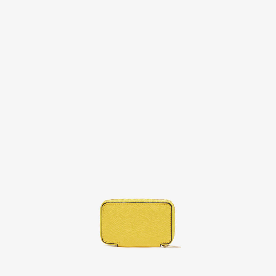 ヴァレクストラ　ラウンドジップ ミニ ウォレット　イエロー